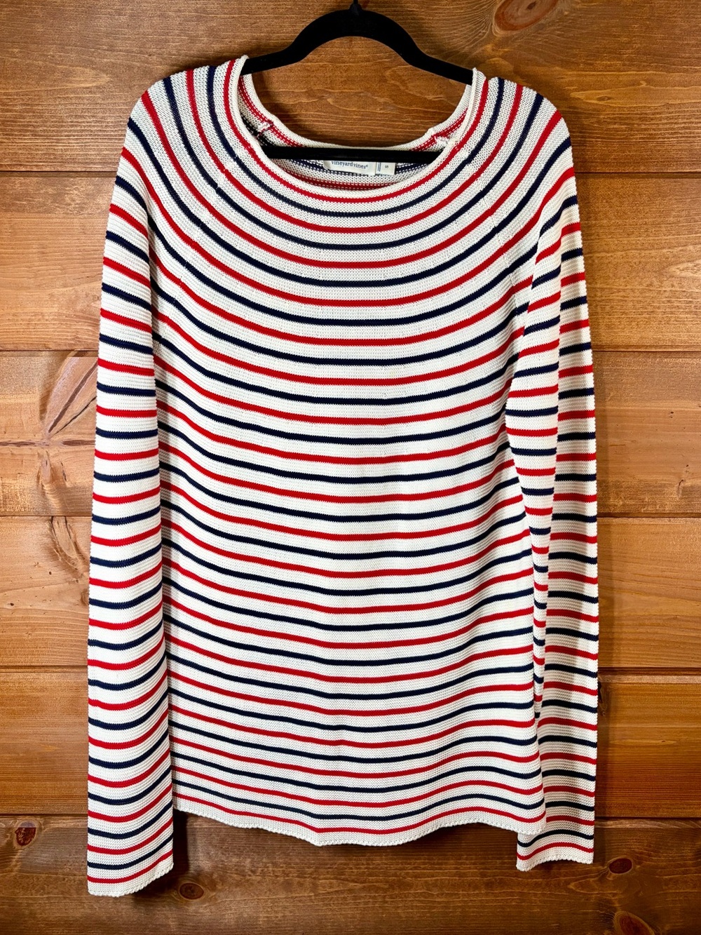 Vineyard Vines NWOT Striped Crewneck Tunic Sweater - White, Red & Navy -Small ❤️